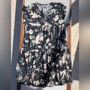 Wonderly Black And Cream Floral Dress